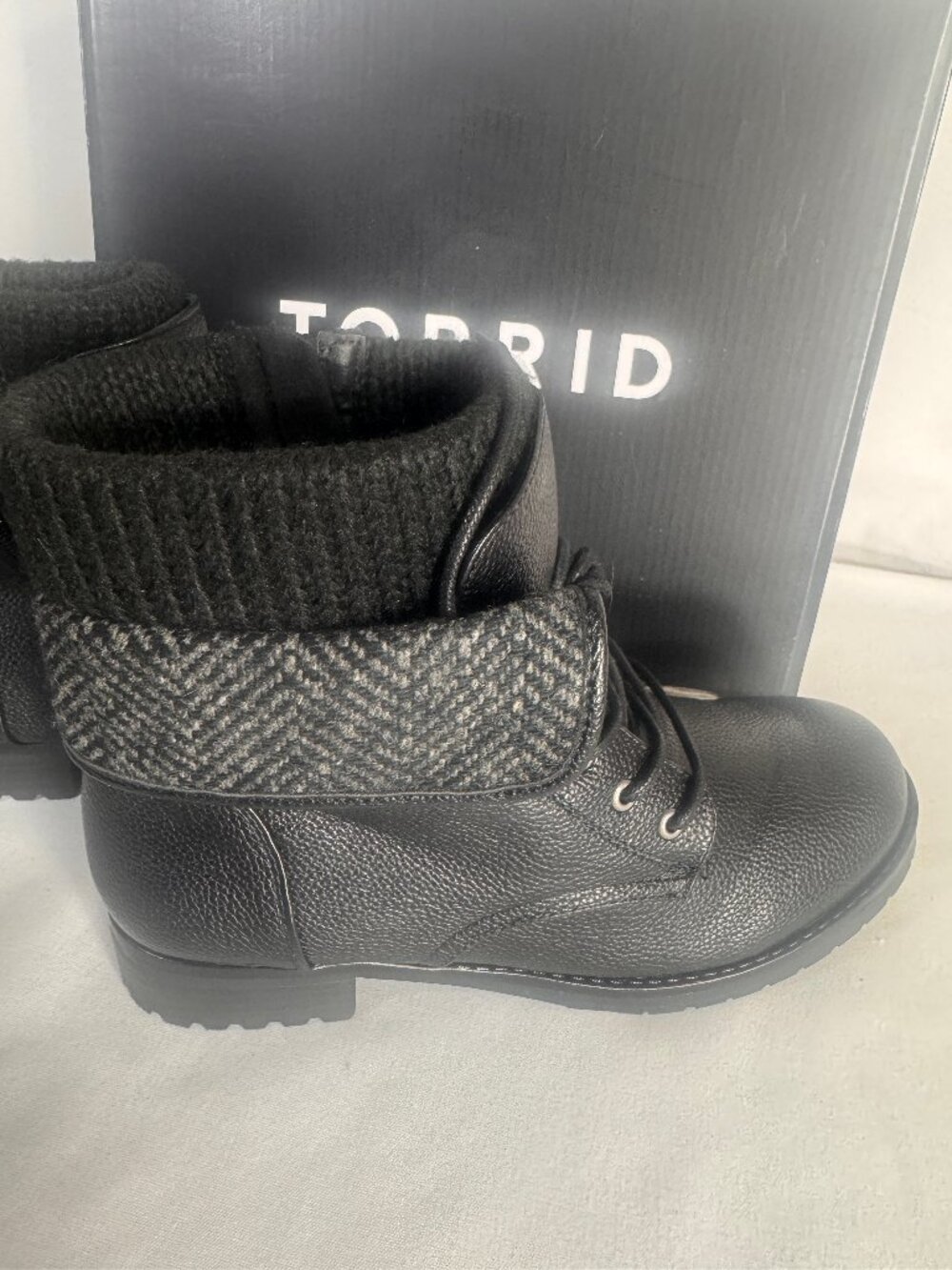 Torrid Foldover Sweater-Trimmed Combat Boots - Picture 7 of 7